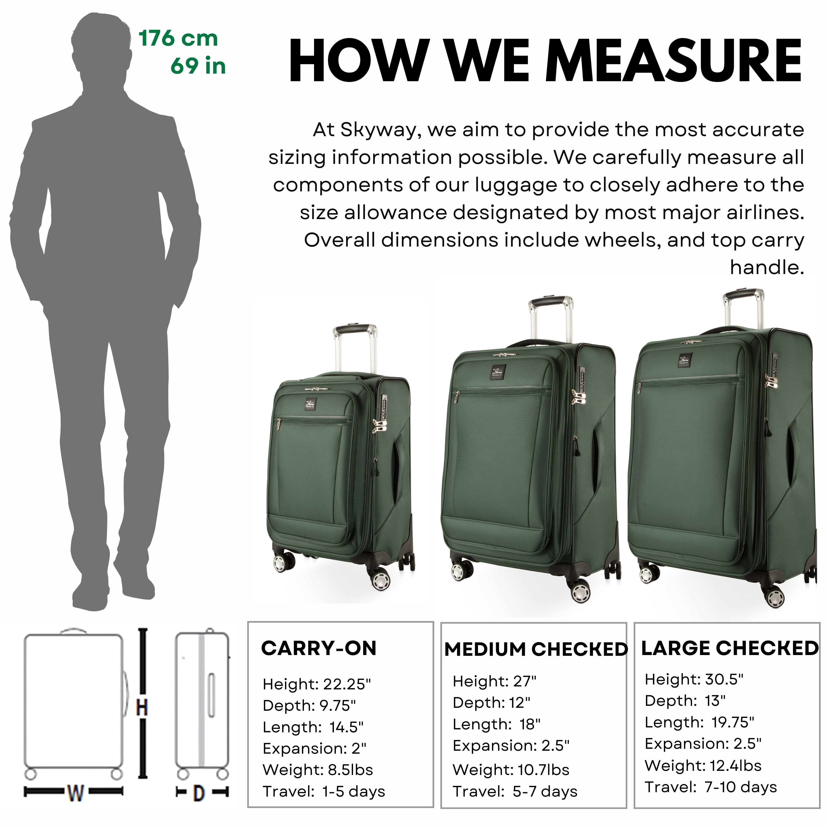 Skyway Luggage Ballard Softside 28" Expandable Large Checked Luggage with Spinner Wheels, Adult, Juniper Green