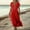 Red, variant on Womens Summer Dresses Sevevn Women's Solid Color Cotton Linen Short Sleeved V-Neck Dress Skirt