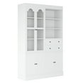 thumbnail image 5 of Freestanding Buffet with Hutch Tall Kitchen Pantry Cabinet with Drawers Glass Doors Pull Out Trays for Dining Room Living Room Storage Organizer White Shaker Style, 5 of 9
