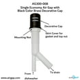 thumbnail image 2 of Single Economy Air Gap with Black Color Brass Decorative Cap (AG300-008), 2 of 8