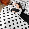 thumbnail image 4 of Homewish Teens Female Men Polka Dots Bedding Comforter Set 7 Pieces,Black White Full Bedding Set Lightweight,Minimalist Vintage Geometric Circle Fitted Sheet Flat Sheet,Super Cozy Room Decor, 4 of 8