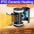 thumbnail image 4 of Space Heater, 900W Portable Electric Heaters for Indoor Use, Oscillation Multiple Protection PTC Desk Heater Fan Smart Heater, Safety & Fast - Quiet Heat, Small Electric Heaters, 4 of 9
