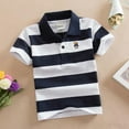 thumbnail image 2 of Ahuyic Kids Summer Short Sleeve Tops,Summer Casual Tops for Kids,Summer New Children's Short Sleeved Lapel Striped Color Blocked T-shirt Casual Top Short Sleeved Lapel Top/shirt, 2 of 4