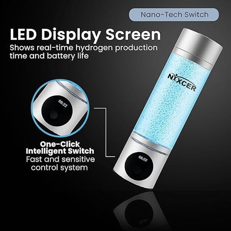 Nixcer Hydrogen Pro Water Bottle, 8000PPB H2, OLED, SPE/PEM Tech