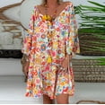 thumbnail image 1 of Jienlioq Robe Formelle pour Femmes Robe Ample à Imprimé Floral Manches Trois-Quarts Mini Robe d'Été, 1 of 9