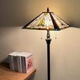 thumbnail image 2 of Tiffany Floor Lamp Mission Style Blue Stained Glass Floor Light for Reading Antique 16" Double Light Standing Lamp for Living Room Bedroom Home Office, 2 of 6