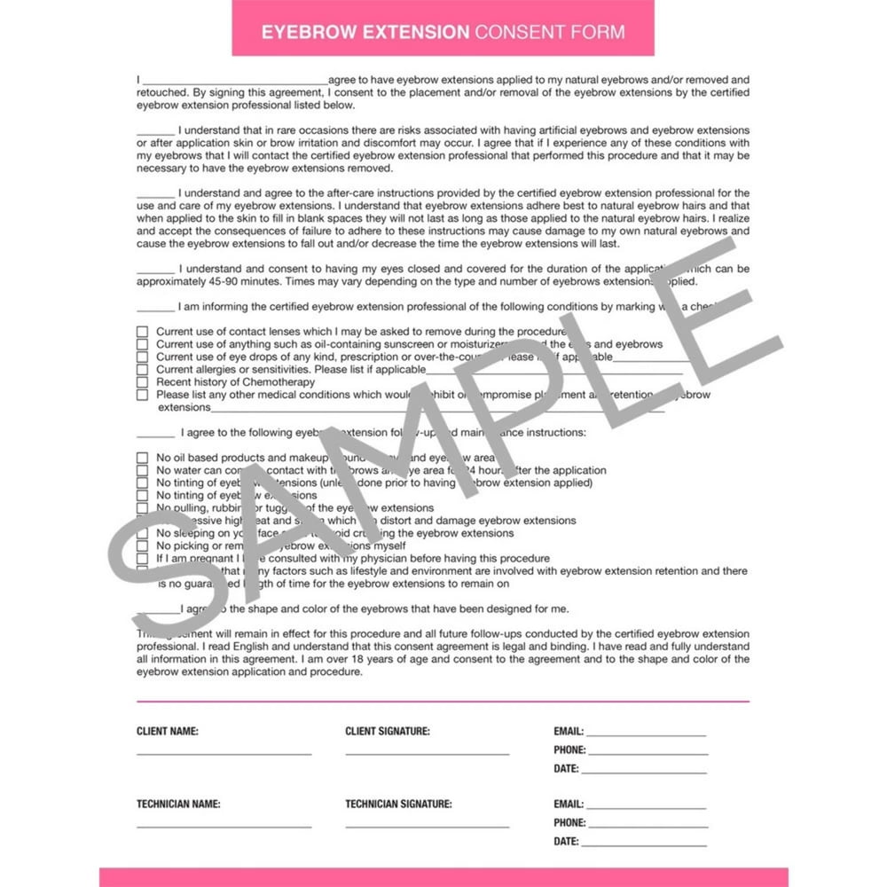 Eyebrow Extension Consent Form - 25 per quantity - Walmart.com ...