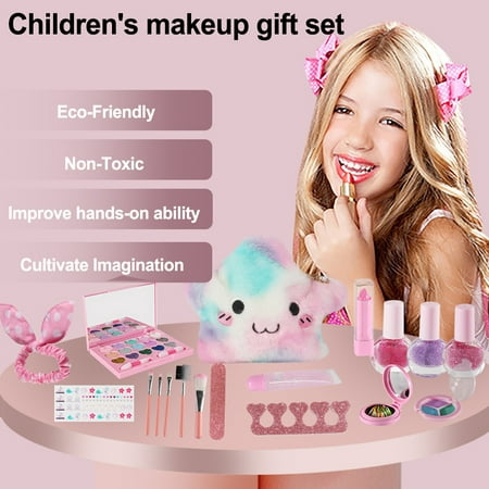 Makeup Girls Toy 13 Pcs Kids Makeup Kit for Girls Non Toxic Make Up Set Little Girls Makeup Kit for Toddler Children Princess Gift Toys Set Mountdog