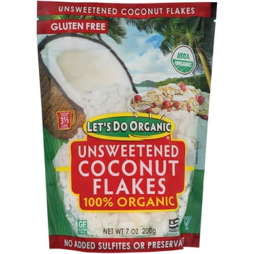 Let's Do Organic, Gluten Free, Unsweetened Coconut Flakes, 7 oz Plastic Bag