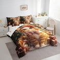 thumbnail image 3 of Manfei Kawaii Christmas Cat 7 Pieces Bedding Comforter Set for Kids, Cute Cartoon Kitten Full Bedding Set, Magic Xmas Gift Reversible Fitted Sheet Flat Sheet, Luxury Bedroom Decor, 3 of 7