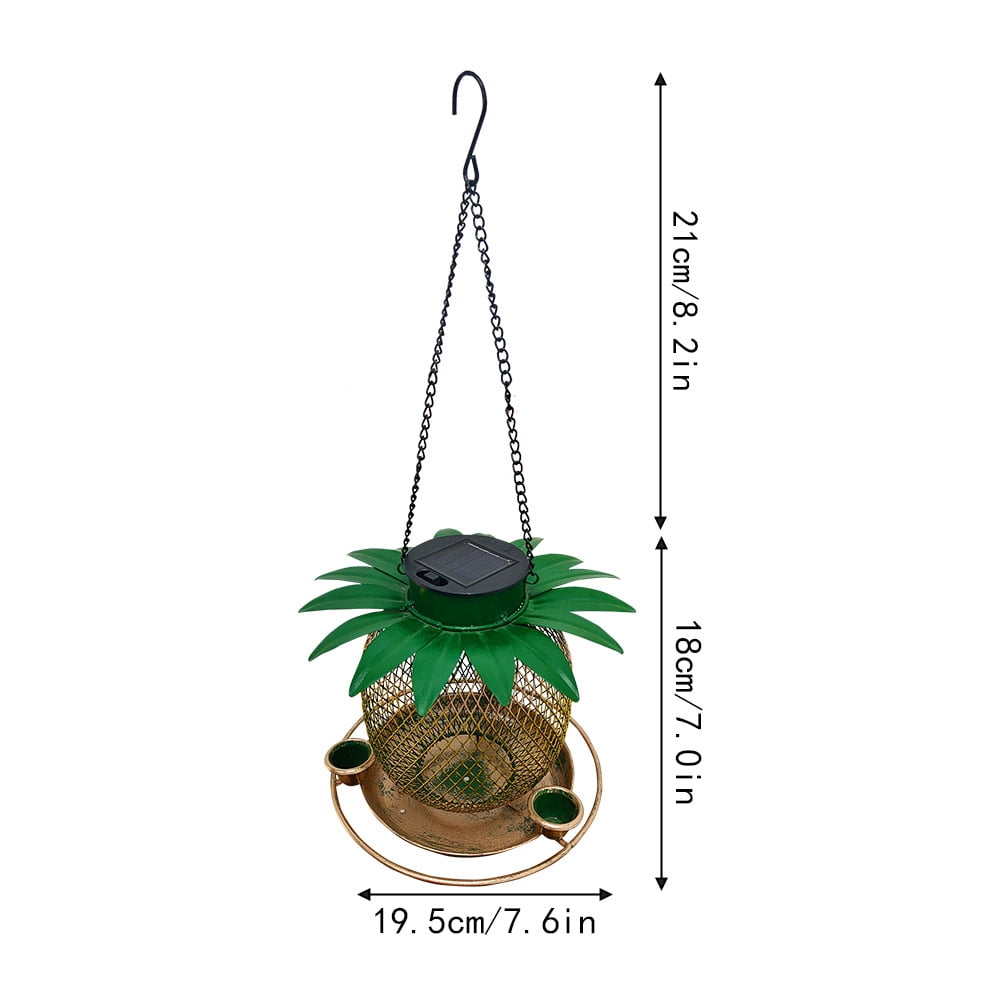 Solar Bird Feeders Vintage Pineapple Bring Three Water Cups Metal Mesh Bird Feeders for Attracting Birds Garden Backyard Outdoor Hanging Yard Patios Decorations