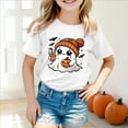 thumbnail image 2 of CAUYDY Toddler Baby Girls Halloween T-Shirt Ghost Pumpkin Graphic Shirt Kids Cute Funny Spooky Season Short Sleeve Tees Top(Z01-White,8-9 Y), 2 of 5