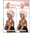thumbnail image 2 of Satin Bonnet for Sleeping, Double Layer Hair Bonnet with Elastic Tie Band, Soft Night Cap for Curly and Straight Hair(Peach pink Cherry), 2 of 13