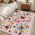 thumbnail image 4 of Area Rugs for Living Room Bedroom, Pink Flowers 4'x6' Rug Washable Carpet Runner Indoor Outdoor, Spring Farmhouse Floral Leaves Vintage Non Slip Accent Floor Mats Rug for Kitchen, Office, 4 of 8