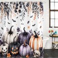 thumbnail image 2 of Halloween Pumpkins Bathroom Shower Curtains with 12 Hooks Waterproof Shower Curtain for Stalls and Bathtubs Fall Horror Scary Skull Eucalyptus Leaves Decorative Bathroom Curtain 36x78 Inches, 2 of 9