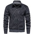 thumbnail image 2 of PAIWINDS Men's Full-Zip Fleece Cardigan Big & Tall Boys Stand Collar Knitted Sweater, 2 of 5