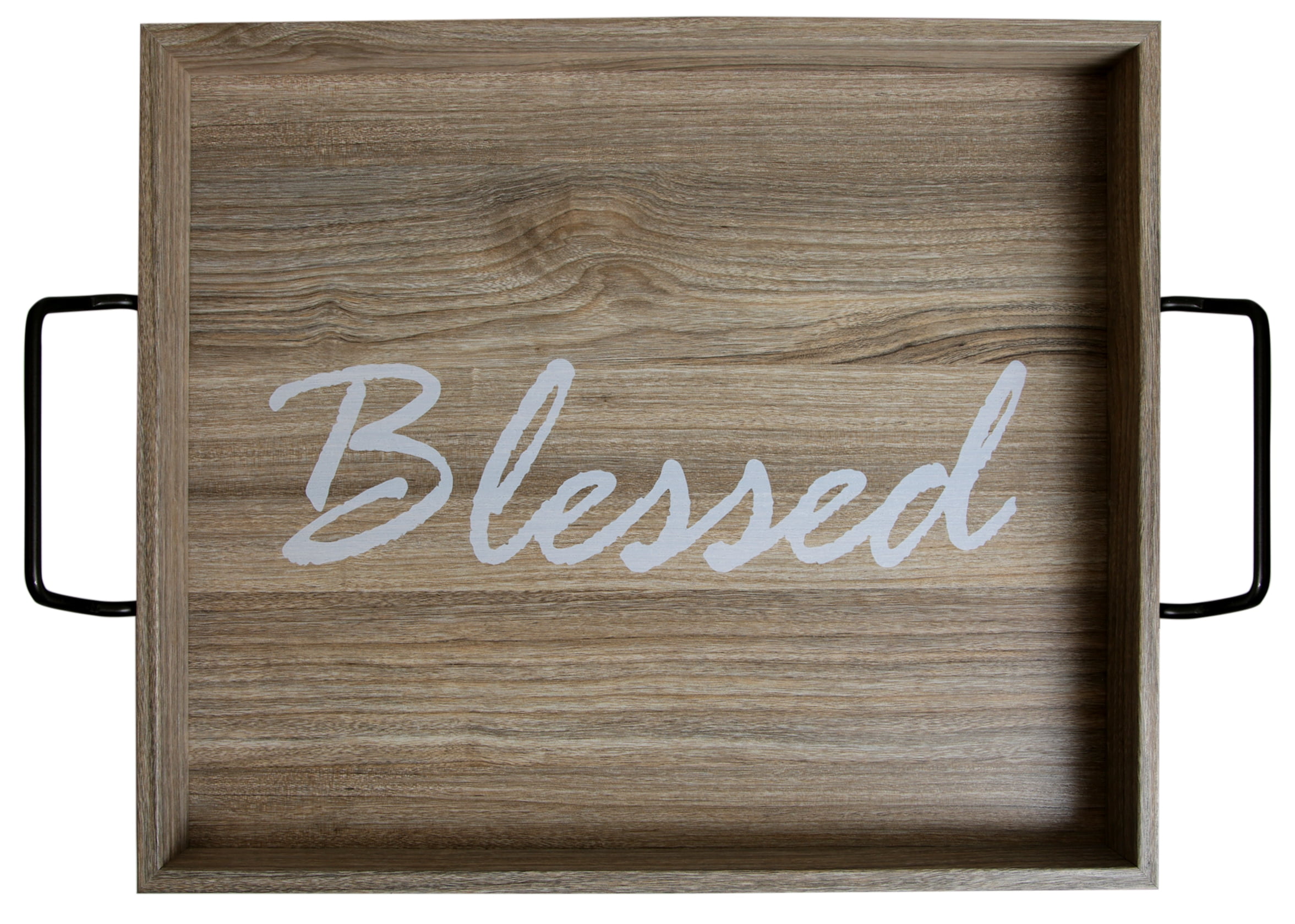 Mainstays Decorative Wood 'Blessed' Sentiment Tray, 16' x 13'