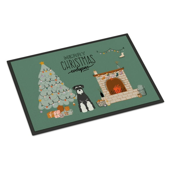 Carolines Treasures CK7596MAT 18 x 27 in. Salt & Pepper Standard Schnauzer Christmas Everyone Indoor or Outdoor Mat