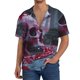 thumbnail image 1 of Fotbe Gothic Red Skull Cemetery Camisa Estampada de Manga Corta para Hombre, Casual de Verano, Estilo Playero, Sin Arrugas-Medium, 1 of 5