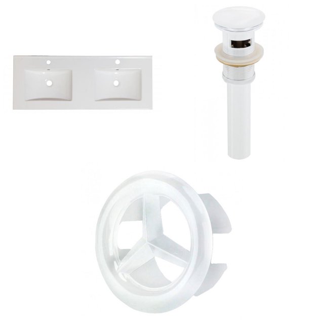 American Imaginations 48-in. W 3H8-in. Ceramic Top Set In White Color - Overflow Drain Incl. AI-24400