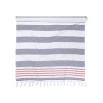 100% Cotton Filippo Fouta Beach Towel, Lightweight, Soft and Absorbent Terry Cloth Backing, Nautical Stripes Pattern Travel Bath Towel, 35" x 67", Baked Apple by Blue Nile Mills