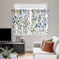thumbnail image 5 of Blue Yellow Floral Spring Kitchen Curtains Short 54 Inch Length, Summer Botanical Green Pastoral Grommet Top Bedroom Living Room Curtains, Light Filtering Cafe Curtain Drapes 2 Panels Set 84''x54'', 5 of 9