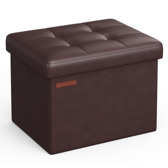 Taburete pequeño plegable Storage Ottoman SONGMICS, con reposapiés, color marrón