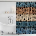 thumbnail image 2 of Navy Blue Brown Shower Curtain, Waterproof Shower Curtains for Bathroom, Rustic Farmhouse Dog Paw Vintage Washable Fabric Bathtub Curtain Set Bath Decor with 12 Hooks Long 72"x84", 2 of 6