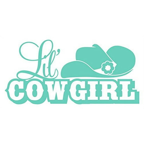 Lil' Cowgirl Western with Hat Wall Decals Quotes Vinyl Sticker Wall Words, Mint Green, 23x11-Inch