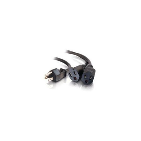C2G 18in 16 AWG 1-to-2 Power Cord Splitter (1 NEMA 5-15P to 2 NEMA 5-15R) - power splitter - 1.2 ft