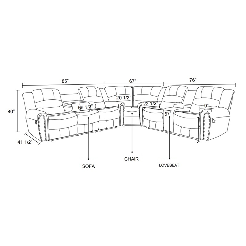 MAYEERTY 6-Seater Recliner Sofa Set - Breathing Leather with Reversible Coffee Table for Living Room & Home Theater