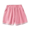 thumbnail image 5 of Hrsba Girls Outfit Lapel Set Big Girls Summer Fashion Short Sleeve Collared Heart Button Shirt and Solid Color Elastic Waist Shorts 2 Piece Set Sizes 1 13Years, 5 of 5
