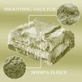 thumbnail image 3 of Woeilo Fuzzy Faux Fur Bed Blanket Twin Size, Reversible Shaggy Sherpa Fleece Blankets,Fluffy Plush Warm Throws for Couch, Bed, 60X80 Inches Olive Green, 3 of 5