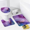thumbnail image 4 of 4Pcs Purple Marble Wavy Shower Curtain Sets with Rugs, Toilet Lid Cover and Bath Mat, Abstract Moire Art Deco Bathroom Shower Curtains Set with 12 Hooks, 4 of 8