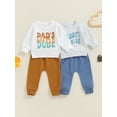 thumbnail image 4 of Yunliwuli Toddler Boy Fall Outfits Letter Print Long Sleeve Round Neck Sweatshirt and Solid Color Pants 2 Pcs Set, 4 of 10
