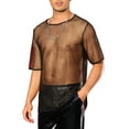 thumbnail image 4 of INSPIRE CHIC Mesh Sheer T-Shirt for Men's See Through Short Sleeves Party Shiny Tee Tops XL Golden Black, 4 of 4