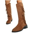 thumbnail image 5 of Tao Tao Cowgirl Fringe Boots For Women Tassels Cowboy Boots Knee High Pointed Toe Western Boots Brown 43, 5 of 9