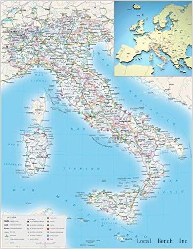 Laminated 24X31 Poster: Physical Map - Maps Of Italy Detailed Map Of ...