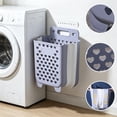 thumbnail image 4 of Foldable Hanging Laundry Basket Wall Mount Dirty Clothes Hamper Collapsible Storage Bin for Bathroom Bedroom 14.17x11x5.9 Inch, 4 of 6