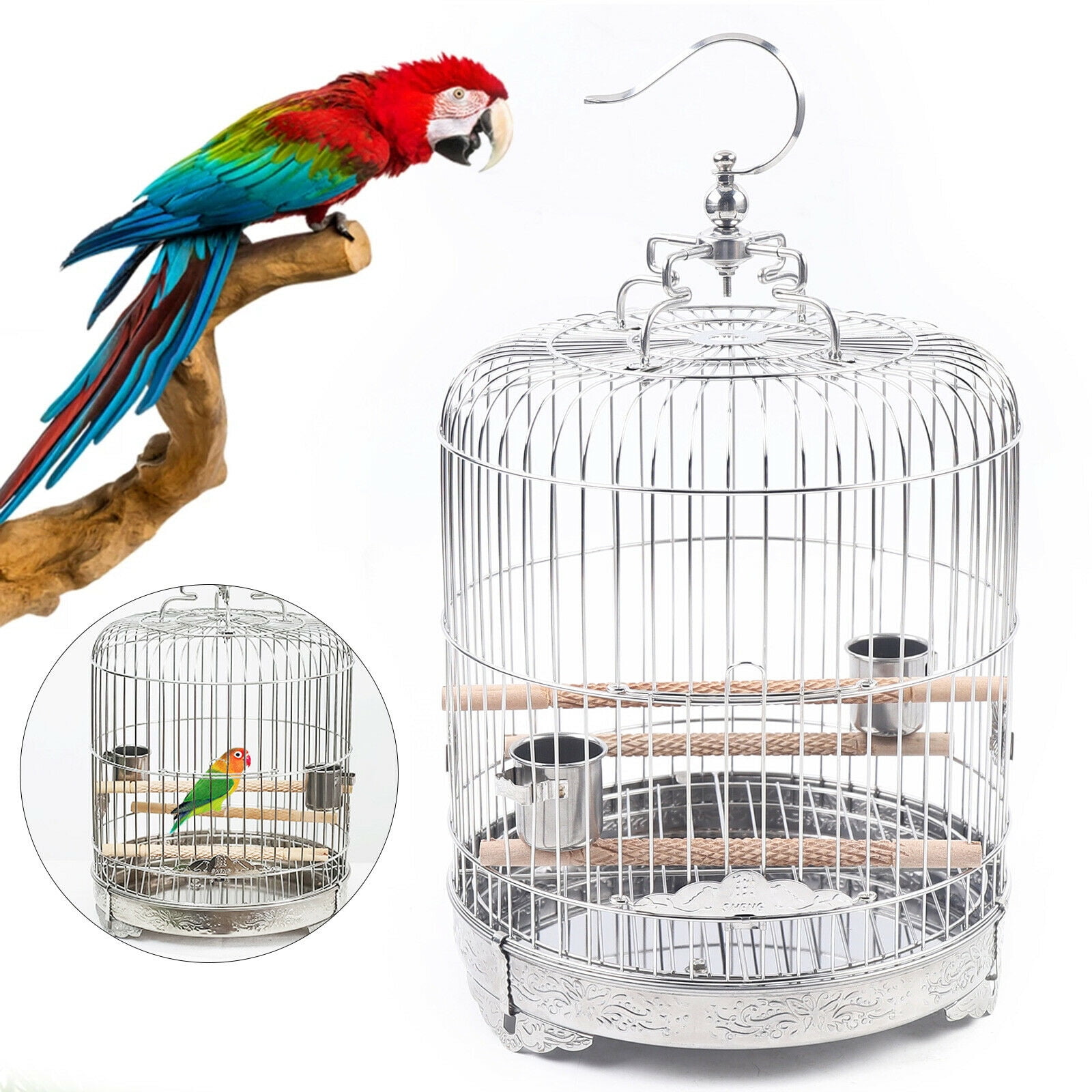 Stainless Steel Bird Cage with Travel Carrier and UK Ubuy
