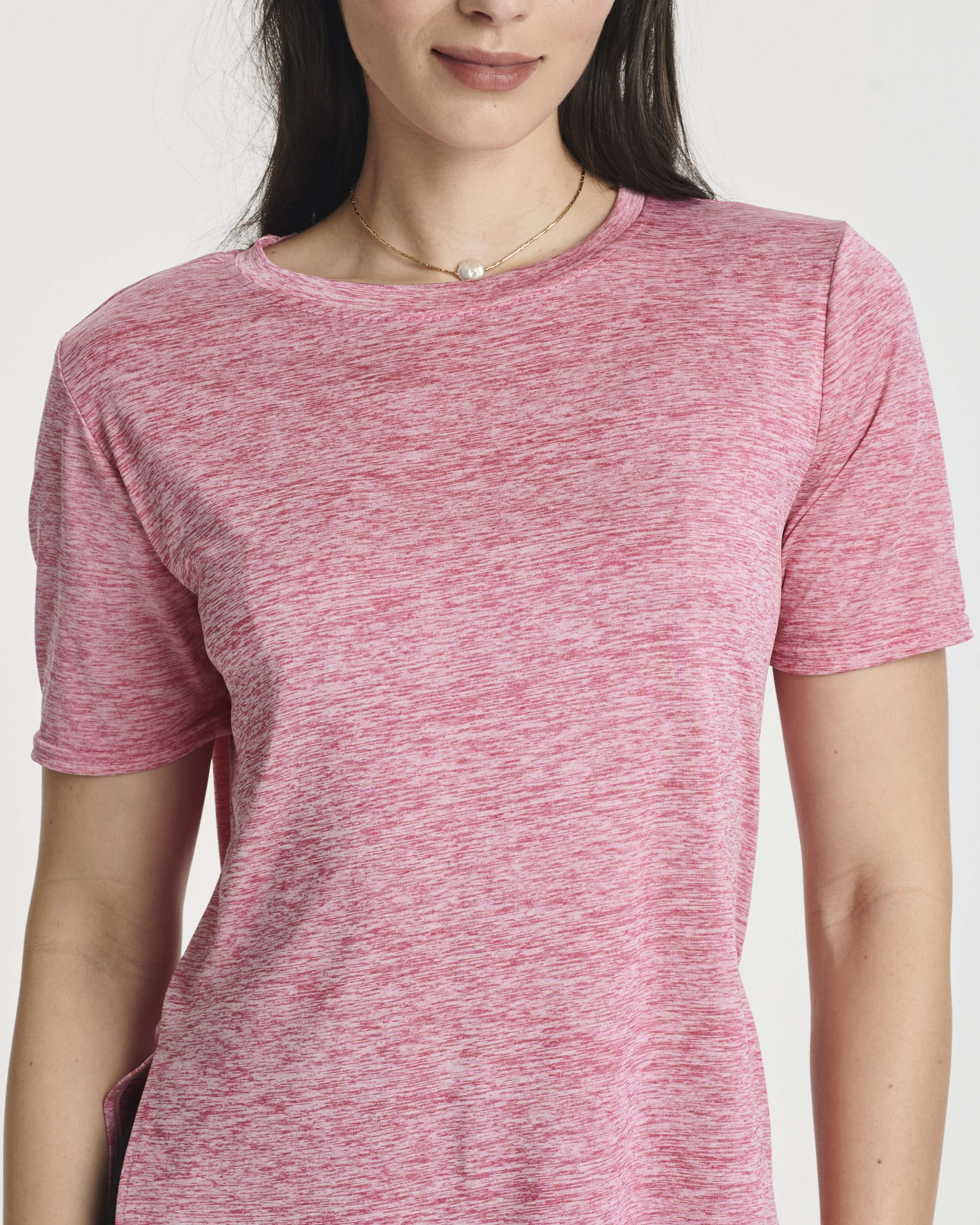 Real Essentials 5 Pack: Women's Short Sleeve Active Workout T-Shirts - Dry Fit Gym Tops with Split Hem (Plus Sizes)