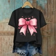 thumbnail image 5 of Uootdi Womens Tees Cute Bow Heart Printing Tunic Fashion Crew Neck Short Sleeve Blouses Cute Valentine’s Day Holiday Top Gift, 5 of 6