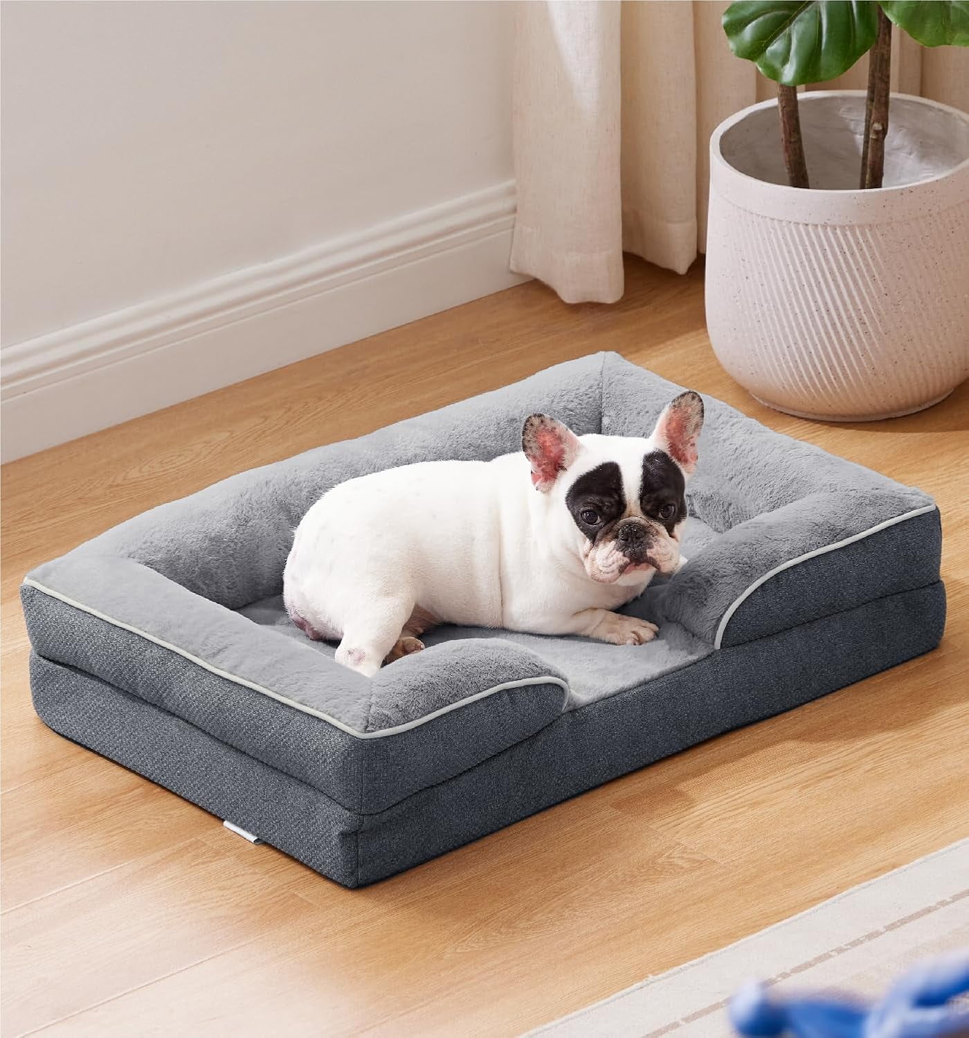 Orthopedic Dog Bed for Medium Dogs, Supportive Foam Medium Pet Bed Sofa with Washable Removable Cover, Waterproof Dog Couch Bed, Non-Slip Bottom and Egg-Crate Foam, Grey