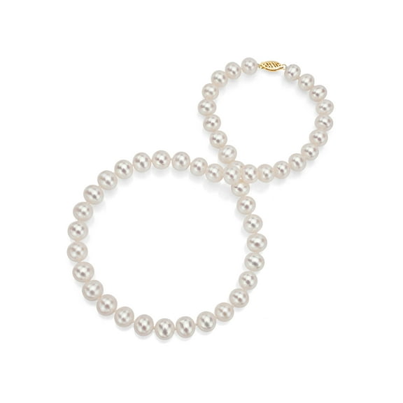 ADDURN Japanese Akoya Saltwater Cultured White Pearl 18kt Gold Necklace for Women, 18", 6.5mm x 7mm