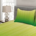 thumbnail image 2 of Ambesonne Lime Green Quilted Coverlet 3 Pcs, Striped Futuristic, King Size, Pale Green, 2 of 4
