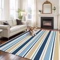 thumbnail image 2 of 6x9 Area Rugs for Living Room, Blue Khaki Striped Non Slip Area Rugs for Kitchen Bedroom Entryway, Farmhouse Stripes Washable Carpet Runner Rug Floor Mats for Bedroom Home Decor Modern Abstract Art, 2 of 9
