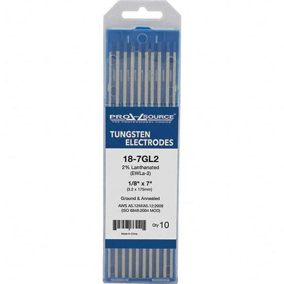 10 Pack Tungsten Electrode TIG Welding Rods: 7" Overall Length, 1/8" Diameter