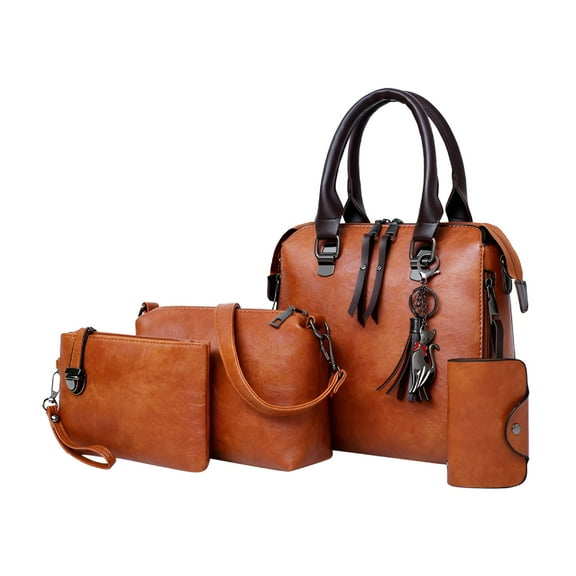 GASTROPOD Upgrade Handbags Wallet Tote Bag Shoulder Bag Top Handle Satchel Purse Set 4Pcs Brown