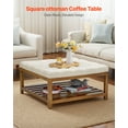 thumbnail image 2 of VEVOE Large Square Ottoman Coffee Table, 34.5 Inch Tufted Coffee Table with Solid Wood Shelf Storage, Linen Solid Upholstered Footrest Ottoman for Bedroom Living Room, 400 LBS, Off-White, 2 of 9