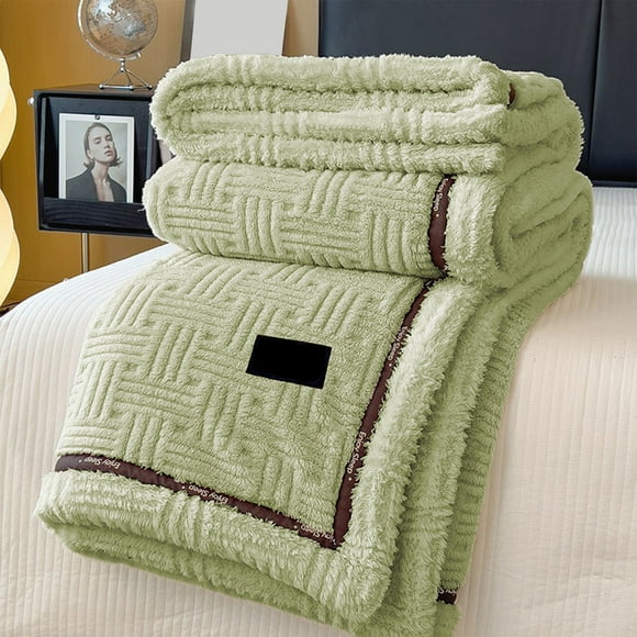 Nkmbld Fleece Throw Blanket for Couch, Extra Thick Flannel Fleece Blanket with Double Layer, Bedroom Decor Winter Thick Warm Full Queen Blankets, Green